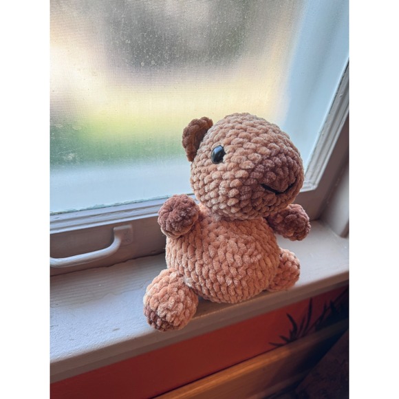 Handmade Other - Handmade Crochet Capybara Plushie Chenille Amigurumi Stuffed Animal Tan Brown